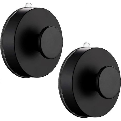 Lot de 2 crochets à ventouse pour douche, salle de bain, cuisine, porte vitrée, miroir, support de crochet à ventouse, noir mat (1/5)