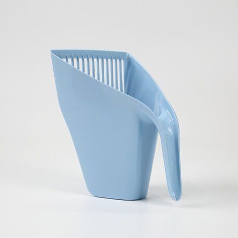 Pelle à litière pour chat en plastique éis, outil de nettoyage des excréments de chat, entonnoir rayé, pelle à excréments de chat(bleu) (1/5)