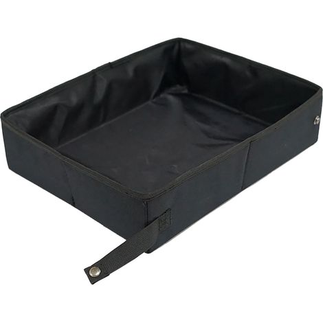 Bac à litière de voyage portable pour chat, sans odeur, léger, étanche, pliable pour fournitures, noir L 35x45cm / 13.8x17.7in (1/5)