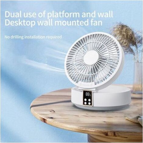 Ventilateur de table silencieux 1000mAh – Moteur à turbine haute performance – 3 vitesses – Rotation 120° – Télécommande LED