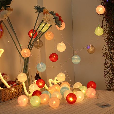 Guirnalda de luces LED hechas de hilo de algodón para coser, con ovillos de hilo, para decorar el hogar, fiestas navideñas, bodas y otras festividades. (1/5)