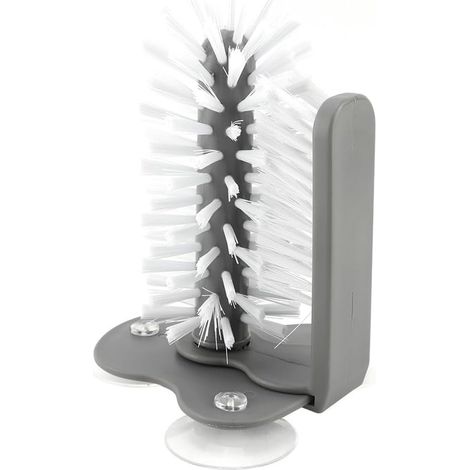 Graue Saugnapf-Reinigungsbürste, Material PP+PVC, multifunktionale Flaschen- und Becherreinigungsbürste, Glasbürste.