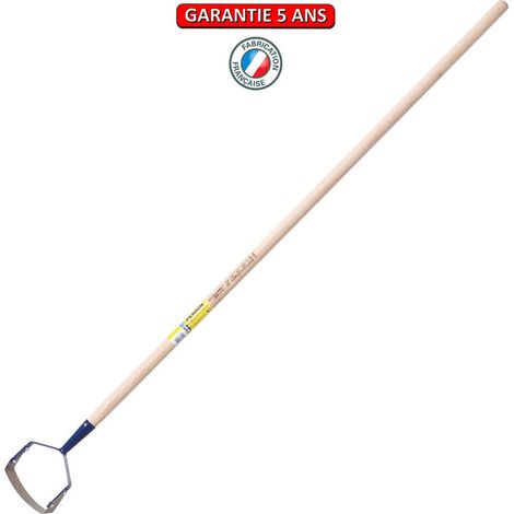 Grattoir de Jardin PERRIN - Lame Acier Trempe XC 75 - 12 cm - Manche 130 cm - Desherbage Manuel sans Chimique - Fabrication Française