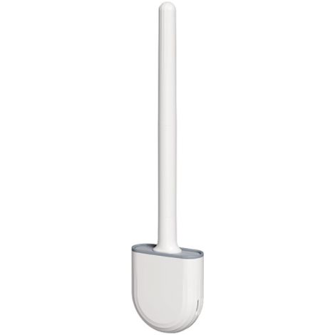 Brosse de toilette murale sans angle mort, brosse de nettoyage de toilette avec tête de brosse en caoutchouc souple et manche amovible (modèle White Moon Drain)-AquaForge (1/3)