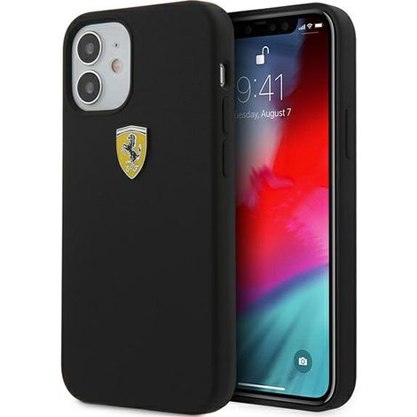 Funda rígida Ferrari FESSIHCP12SBK para iPhone 12 mini 5.4, color negro/negro, de silicona On Track. (1/5)