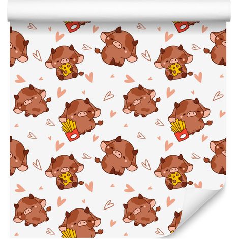 Papier peint vache blanc et orange pour salon et chambre 50x1000 cm (1/5)