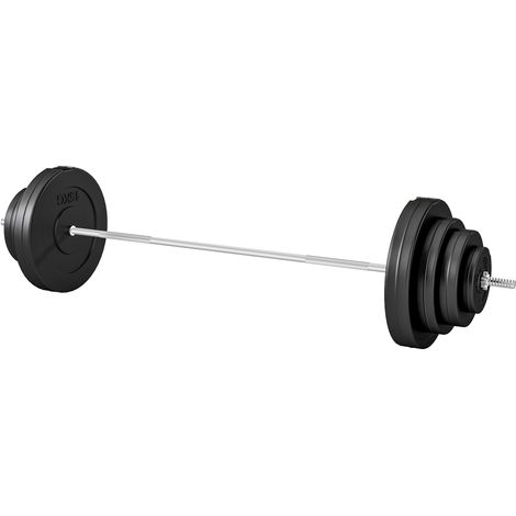Set de musculation 70kg, balance sheet palestra regolabile antiscivolo, barre Ø25mm, 170x40.5x40.5cm, noir (1/5)