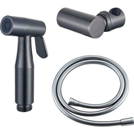 FugaFlow Eccelente Ensemble d'accessoires pour bidet - douchette à main - flexible 150cm - support - Gunmetal PVD brossé
