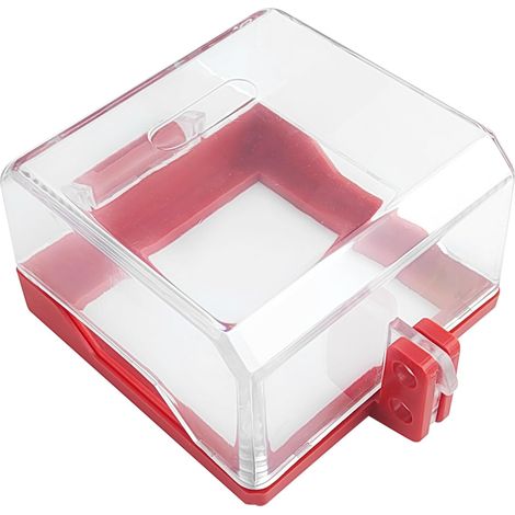 Couvercle de Bouton D'arrêt D'urgence, Protecteur D'interrupteur Verrouillable avec Vis et Autocollant, Protecteur D'interrupteur à Bouton-Poussoir Transparent pour Interrupteurs (Rouge) (1/5)