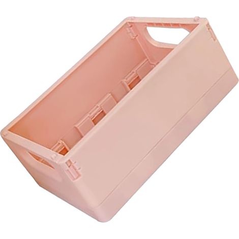Boîte de rangement bureau en plastique empilable pliable bac organisateur pour goûters jouets fournitures scrapbooking rose clair (1/5)
