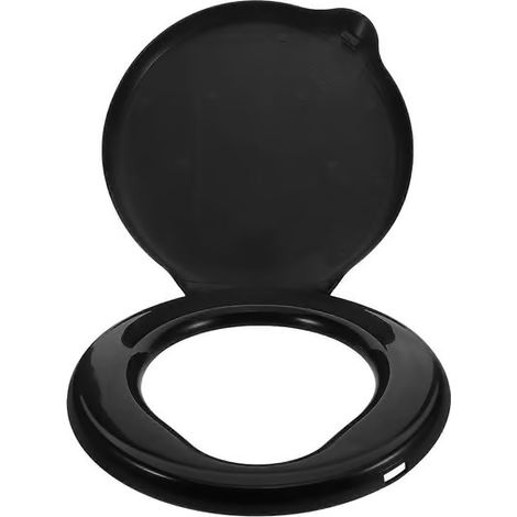 Abattant de toilettes portable noir, format compact 36,5 x 33 x 2,5 cm, idéal pour les situations d'urgence, le camping et la randonnée (1 unité). (1/5)