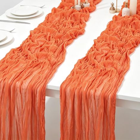 Set of 2 orange table runners - 90 x 300 cm - Bohemian style (1/5)