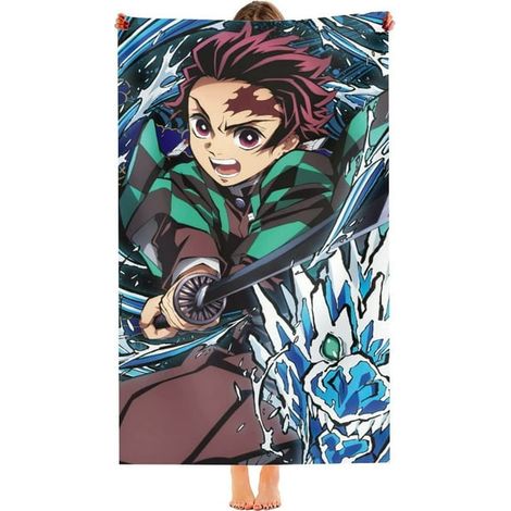 Serviette de plage à motifs anime, 180 x 89 cm, extra large, séchage rapide, anti-sable, légère, idéale pour la natation, le sport et la plage. Taille A1 XL. (1/5)