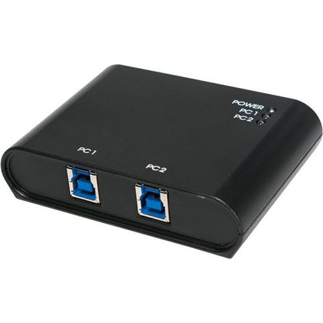 Hub USB 3.0/3.2 Gen 1 a 2 porte con commutatore di condivisione, velocit� fino a 5000 Mbit/s, nero, plastica, compatibile RoHS (1/4)