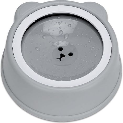 Gamelle d'eau pour Chien avec Disque Flottant,1,5 L,Anti débordement,Anti étouffement,sans déversement,pour Chien,Chat,Chiot,Chaton (Bleu Ciel) (Gris) (1/5)