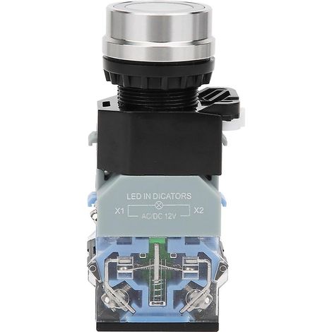 Interrupteur à bouton-poussoir industriel à voyant rouge, diamètre de montage 22 mm, AC/DC 12 V autobloquant (1/5)