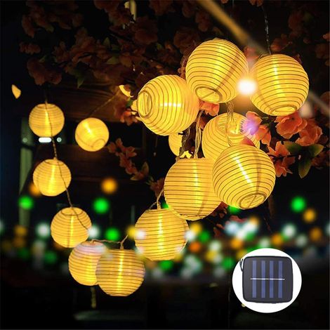 Guirlande lumineuse solaire à lanternes LED – 7 mètres, 50 lumières, alimentation solaire (Blanc) (1/5)