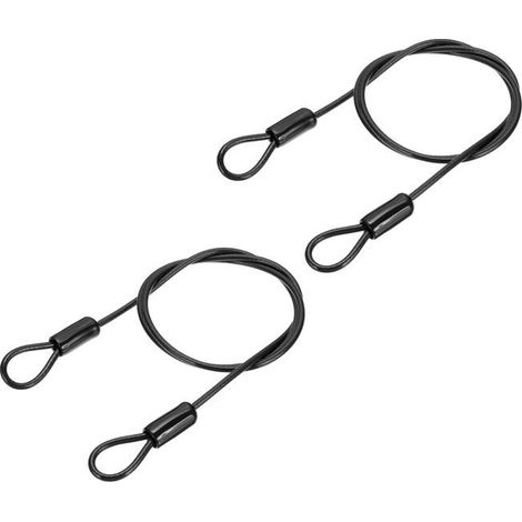 Câble de sécurité 2 pièces Acier inoxydable et vinyle Double boucle pour cadenas Vélo, valise, jardin (1/5)
