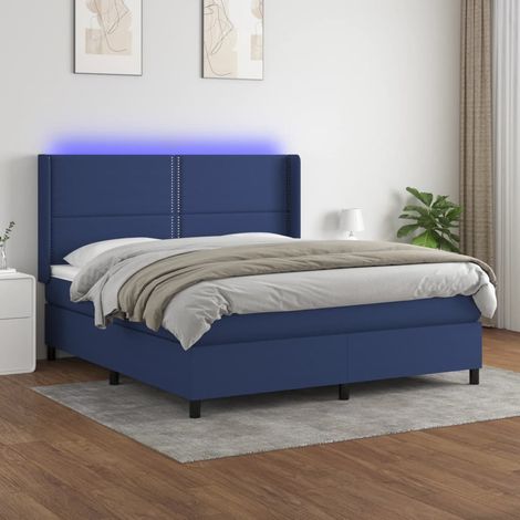 Cama box spring colchón y luces LED tela azul 180x200 cm vidaXL (1/5)
