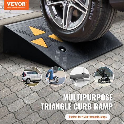 Rampe de Seuil Hauteur 11 cm 2PCS Rampes Trottoir Caoutchouc Capacité Charge 15 tonnes Rampe Accès Fauteuil Roulant avec Structure… (1/5)