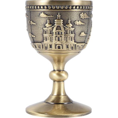 Gravierter Kupfer-Weinbecher, kleines dekoratives Glas für Aperitifs, handgefertigtes Trinkglas, verziert mit Schnitzereien, für den täglichen Gebrauch, klassischer Stil, 1 Stück (1/5)