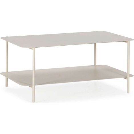 Mesa de centro rectangular modelo Mireya acabado metal crema, 40cm(alto) 90cm(ancho) 58.5m(fondo). (1/5)