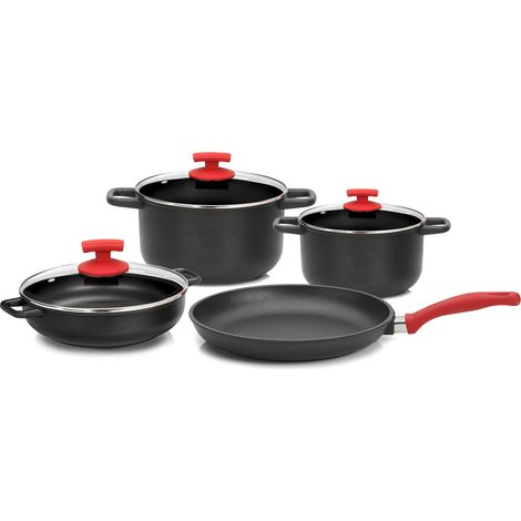 Batteria di Pentole 7 Pezzi in Alluminio Pressofuso Antiaderente Olympia Love Big