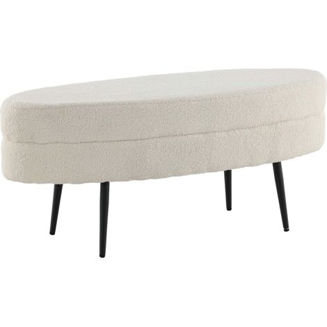 Otto Pouf, Hocker Teddystoff schwarz, weiß. (1/5)