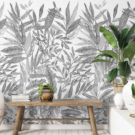 Papier peint décor jungle 159x280cm – Intissé de qualité supérieure – Pose facile avec colle – Finition sans bulles d'air – Hxadeco (1/4)