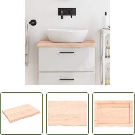 vidaXL Plan de travail en bois - Comptoir de salle de bain 60x40x(2-4) cm bois massif non traité (1/5)