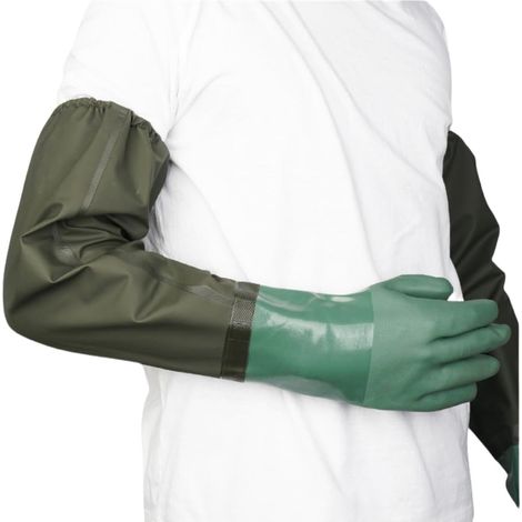 Guanti impermeabili extra lunghi da 65 cm, guanti da giardinaggio, guanti lunghi per uomo e donna, polsini elastici (verdi, fodera in cotone) (1/5)