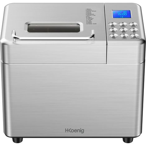 Machine à pain 15 programmes – BAKE440 – Distributeur automatique de céréales – Cuve amovible inox – Écran LCD intuitif – Hkoenig