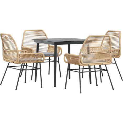 Maison Exclusive - Set da Pranzo da Giardino 5pz con Cuscini Polyrattan Vetro (1/5)