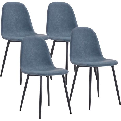 Sedie sala da pranzo moderne 4 pz in ecopelle blu - Bella (1/5)