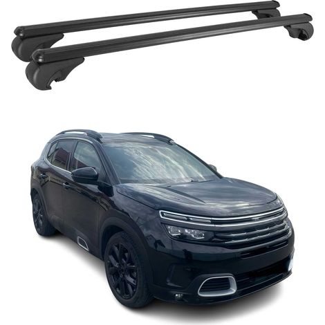 OMAC Aluminium Dachträger Querträger für Citroen C5 Aircross 2018-2025 – TÜV / DIN 75302:2018 – Abschließbar – Max. 75 kg – 2 Stangen Schwarz (1/5)