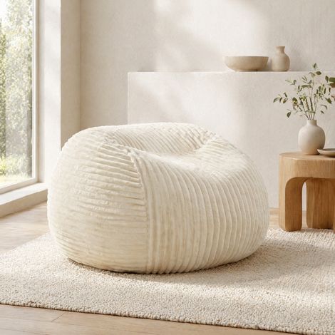 Sillón lectura ergonómico de franela beige OKMYHOME (1/5)