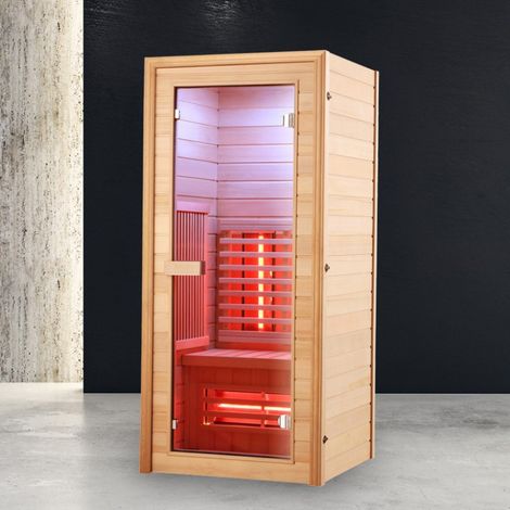 Boreal Sauna – Sauna infrarouge 1 place à spectre complet – 90 x 90 x 205 cm – Technologie IR-A, IR-B, IR-C – Panneau digital avec Bluetooth (1/5)