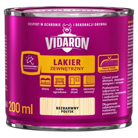 VIDARON Außenholzlack, klar glänzend, 0,2 l