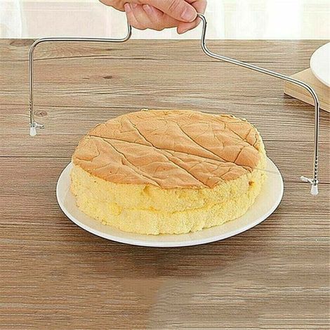 Lot de 2 coupe-gâteaux réglable en fil inox, découpeur à étages pour gâteau de mariage ou anniversaire, trancheur de génoise ajustable (1/4)