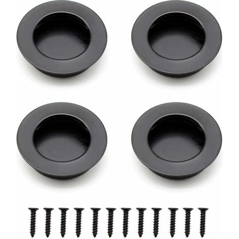 Piece round recessed handles, 40 mm stainless steel sliding door handles, black furniture handles can be used for drawers, cabinets and custom furniture (1/4)