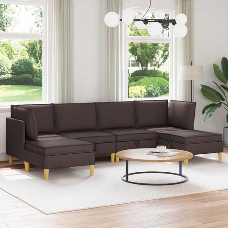vidaXL Modular Sofa Set mit Stauraum 6 pcs Dunkelbraun Stoff (1/5)