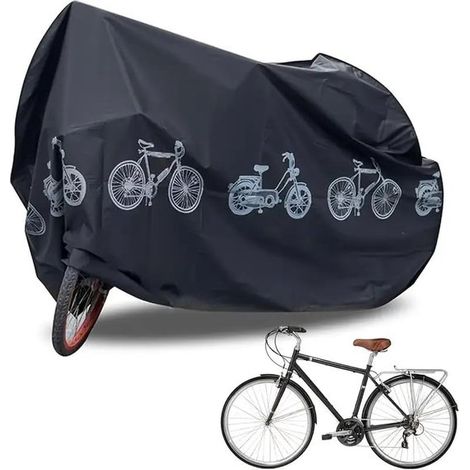 Juego de funda impermeable de dos piezas para bicicleta: lona a prueba de polvo, con protección UV y resistente a la lluvia, color negro. (1/5)