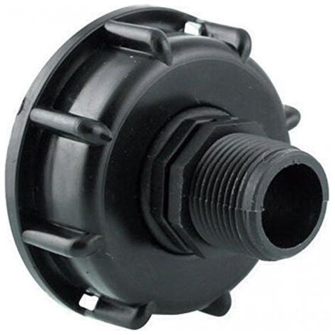 Raccord S60x6 taraudé 3/4 (20/27) pour cuve IBC 1000 litres – Mamelon PEHD noir – Étanchéité optimale avec joint EPDM (1/5)