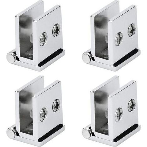 pair Lot de 4 Charnière pour Porte en Verre, Angle Ouverture 0° Charnières de Serrage de Meuble de Cuisine, Vitrine, Douche, pour Verre Epaisseur de 5 mm (1/4)