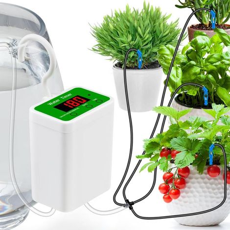 Système d'arrosage automatique pour plantes d'intérieur, système d'irrigation goutte à goutte avec minuterie pour 12 plantes en pot, pour la maison, le jardin, le balcon, le bureau, avec alarme de niv (1/5)