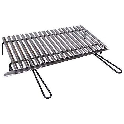 Fonderia Bongiovanni – Grille barbecue en inox AISI 430 – Récupération des graisses – Dimensions 80x35 cm – Pour cuisson optimale sur barbecues et réchauds