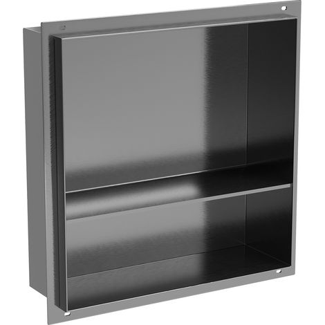 Mexen X-Wall-NR Eingelassene Ablage ohne Flansch mit Regal 30 x 30 cm, gebürstet Gun Gray - 19E1303010S (1/5)