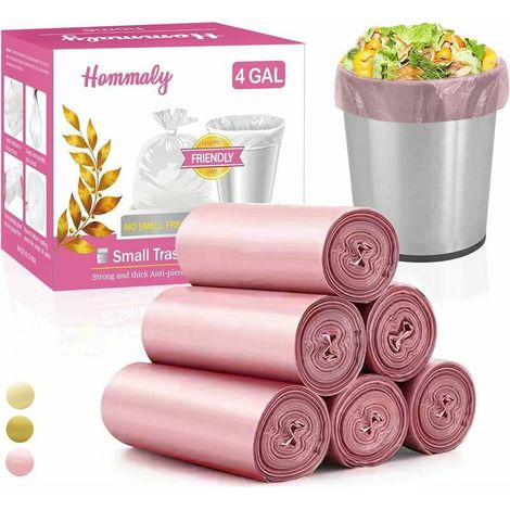 Gallon/180 Pieces Small Pink Trash Bags Strong Pink Garbage Bags, Bathroom Trash Liners, Plastic Bags for Home, Bedroom, Office, Wastebasket Liner, Fits 12-15 Liters , 3,3,5,4,4,5g (1/5)