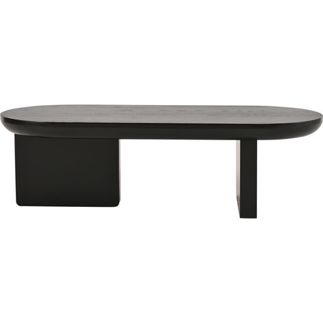 Table basse ovale 120x50x35,5 cm – Design industriel minimaliste, MDF laqué – Capacité 30 kg – Idéal pour petits salons – Noir mat (1/4)