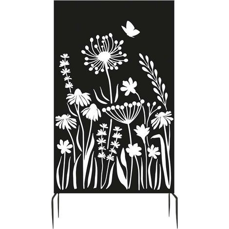 Esschert Design – Brise vue treillis en fer 100,4 cm x 186 cm – Motif floral – Pour espaces extérieurs – Installation rapide et facile (1/4)